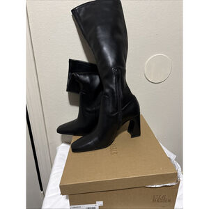 Steve Madden Lamarca Women's Knee High Boot Black Faux Leather US Size 8 .5